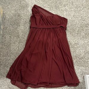 David's Bridal Strapless Burgundy Dress